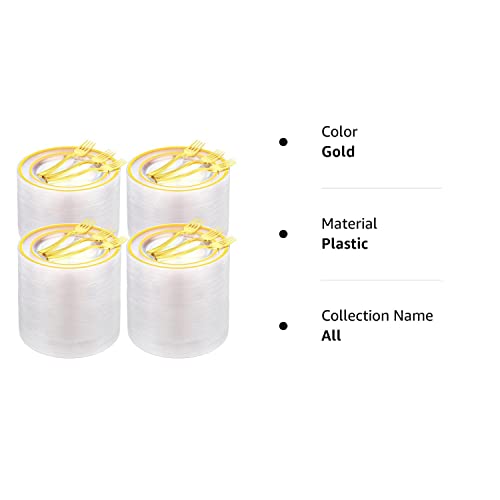 Gandeer Pieces Plastic Dessert Plate Sets 150 Fork And 150 Small Clear Cake Plate Rim Disposable Plate Round Plastic Dessert Party Plate 6 Inch Fancy Salad Plate Appetizer Plate For Wedding (Gold) #TOP7