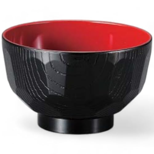 J-kitchens φ110えびす亀甲汁 椀 (汁椀 お椀 おわん 漆器) 黒内朱 10.9x10.9x6.7cm ABS樹脂 日本製