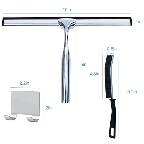 Image of 10 inch Multi Purpose Squeegee, Heavy Duty Window Silicon Scrubber, Window Duster, Stainless Steel Shower Squeegee for Glass Doors, Window, Shower Door, Car Windshield