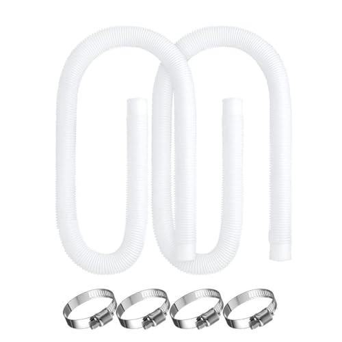 Above Ground Pool Hose Replacement 2Pcs 32mm/1.25in Pool Pump Hose with 4 Metal Clamps for Intex 330GPH 530GPH and 1000GPH