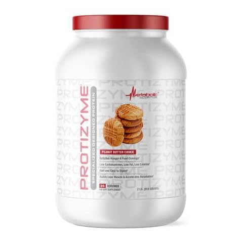 Metabolic Nutrition, Protizyme, 100% Whey Protein Powder, High Protein, Low Carb, Low Fat with Digestive Enzymes, 24 Essential Vitamins and Minerals, Peanut Butter Cookie, 2 Pound Cover