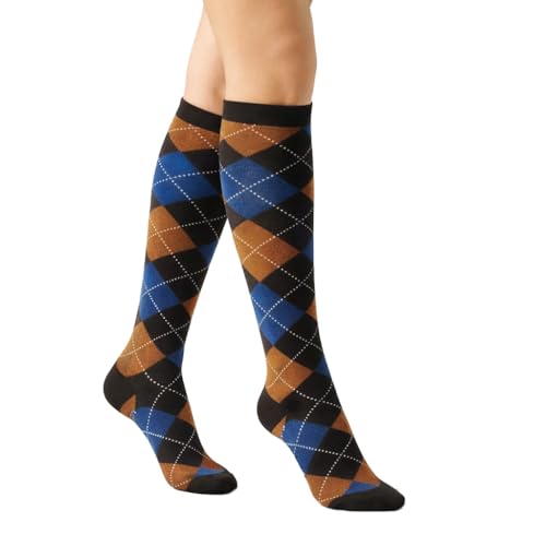 Image of Couver Women's Argyle Knee High Socks - Soft Acrylic Over the Calf Tube Style Socks for Casual Athletic - One Size