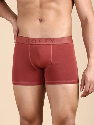 Image of KOFFY Men's Stretchable Cotton Lycra Long Trunk with C-Type Front Open | Wrinkle-Free | Ultra-Soft Elastic