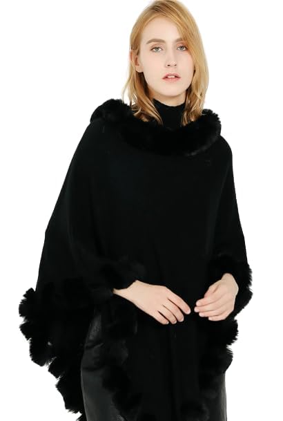 Shawl Wrap for Women Faux Fur Poncho Cape Large Blanket Wraps Winter Warm Knitted Cloak Cardigan Sweater Cozy Shawls2
