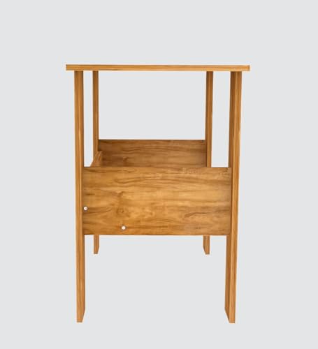 Image of Compact Study Desk with Storage Shelf, Natural Wood Finish, Space-Saving Home Office Table, 90x50x74 cm, DIY Assembly