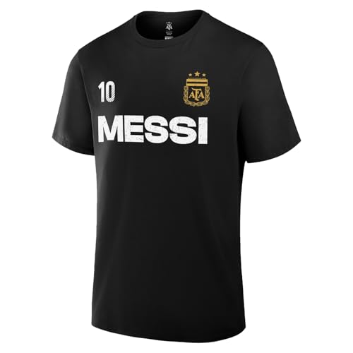 Icon Sports Official Licensed Argentina Messi Cotton T-Shirt Soccer Tee - Men Size - Black, Black, Small