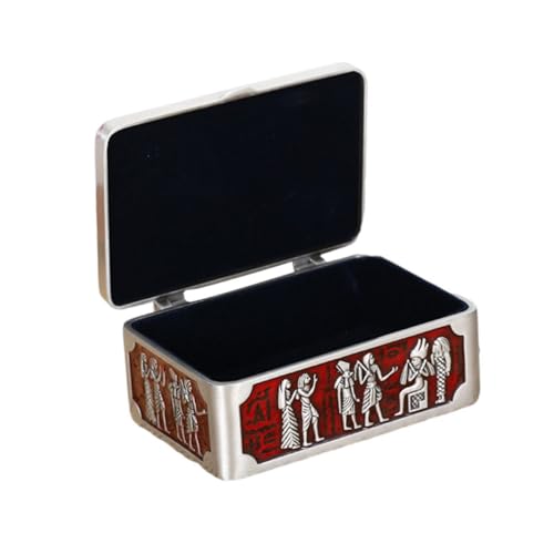 Boîte de rangement rouge en métal pour bague et boucle d'oreille