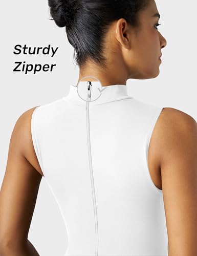 Image of speerise Women Sleeveless Turtleneck One Piece Romper for Yoga Workout Jumpsuit with Tummy Control Bodysuit