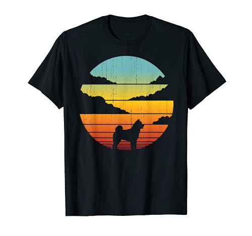 Akita Inu Retro Vintage 60s 70s Sunset japonesa Perro Amantes Camiseta