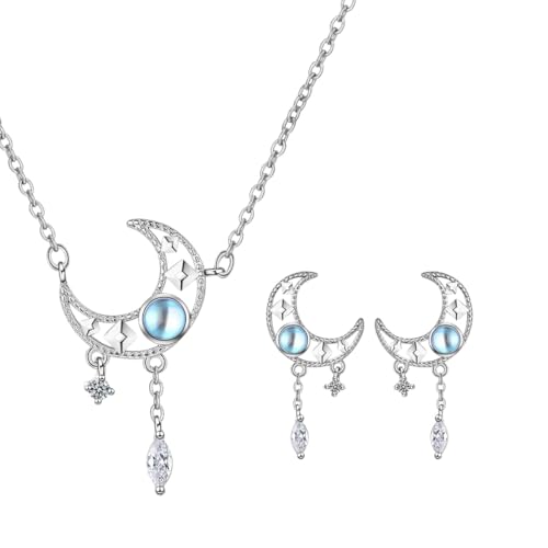 Parure bijoux cristal lune en argent sterling 925 tendance