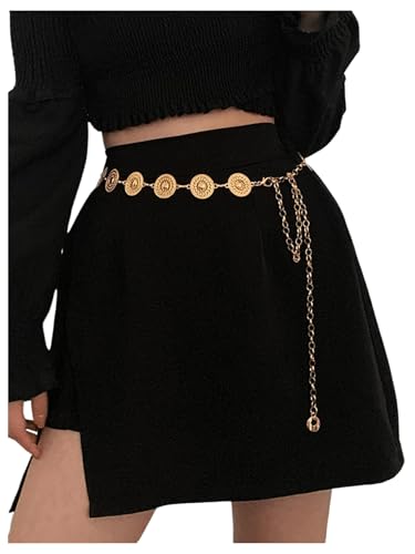 SOLY HUX Women's Western Concho Chain Belt Metal Waist Belts for Dresses Jeans Vintage Style