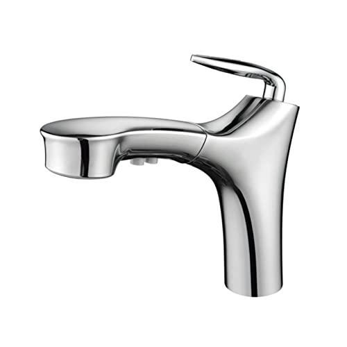 Grifo de baño Grifo extraíble Grifo monomando Grifos de lavabo extraíbles Grifos mezcladores de lavabo de un orificio con manguera de agua fría y caliente Grifo de baño de latón de doble caño
