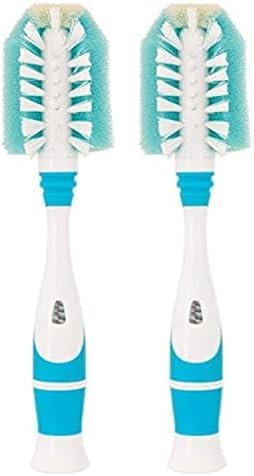 NUK Triple Action Baby Bottle Brush with Built-in Bottle Nipple Brush (Pack of 2)