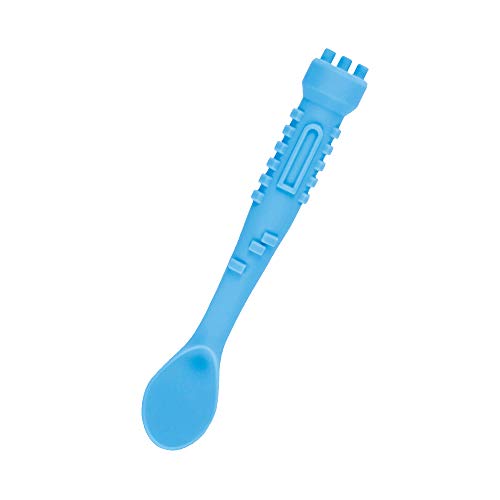 Naforye Cuchara de silicona para el destete del bebé, apta a partir de 4 meses, color azul, 200 g