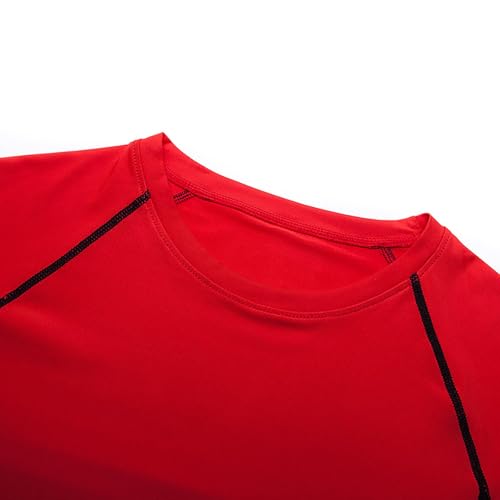 Generisch 2025 Hombres Fitness Manga Larga Running Camiseta Hombres Térmica Muscle Athletic Gym Ropa de Compresión Sin Mangas Tops de Verano, rojo, L