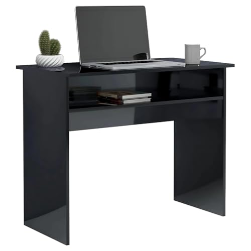Image of MATTERHORN Engineered Wood Office Table, Work from Home Table with Shelf for Storage (DIY, 900 x 500 x 750 mm, MOOT-10002FebVar) (EbonyBlack)