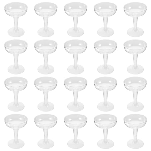 HIAKDOFT 20個 使い捨てクリアカクテルカップ 高脚プラスチックワイングラス デザートやアイス用繊細デザイン 飲み会やパーティーに