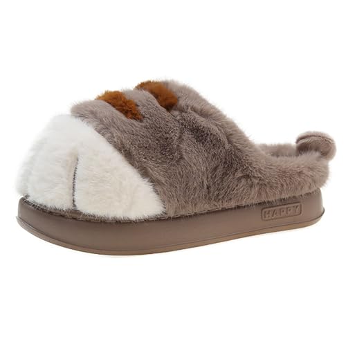 Cat Paw Slippers for Women, Cute Funny 3D Cat Paw Cartoon Slipper Warm Fluffy Furry Winter House Shoes