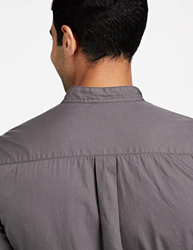Image of Amazon Brand - Symbol Men's Solid Cotton Shirt | Chinese Collar | Casual | Plain | Full Sleeve | Summer-Regular Fit (Available in Plus Sizes)