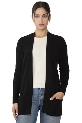 Image of JENNIE LIU Womens 100% Cashmere Open Cardigan Sweater | Long Cardigan Sweaters for Women