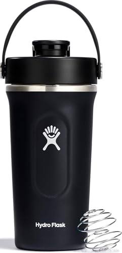 Hydro Flask Shaker Bottle – Insulated Stainless Steel Gym Bottle for Pre Workout & Protein 24 Oz Black