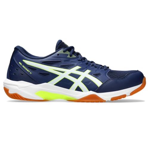 ASICS Men's Gel-Rocket 11 Volleyball Shoes, 6, Blue Expanse/Safety Yellow