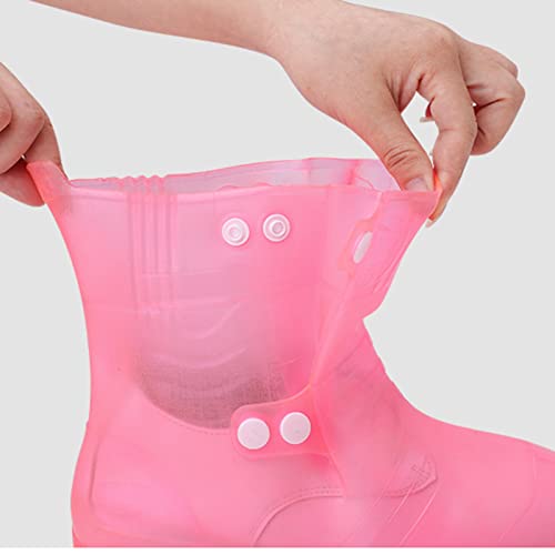Cubrecalzado impermeable de silicona elástico alto con botones de doble fila, talla ajustable para proteger tus zapatos (Color: Azul, Talla: XXL) miniatura 4