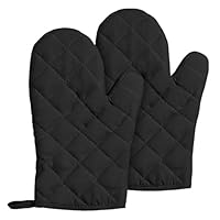 2 Stück Topflappen Handschuh, Ofenhandschuhe Hitzebestaendig, Topfhandschuhe, Backhandschuhe, für Kochen Backen Grillen Auflaufform(Schwarz)