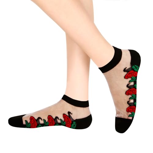 Image of Benefeet Sox Sheer Socks for Women Girls Mesh Ankle Socks Transparent Mesh Lace Sock Cute Thin Nylon See Through Sock