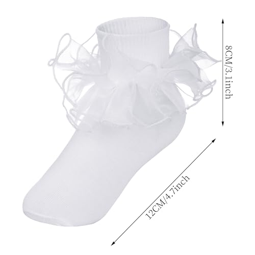 choyaxo 3 Pairs Girls Ruffle Socks Frilly Socks Big Ruffle for Toddler Girls2
