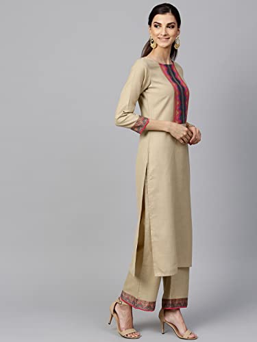 Image of INDO ERA Women's Pure Cotton Solid Straight Kurta Palazzo With Dupatta Set (CCCCC2277)