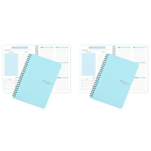 Image of Weekly Planner 2026 Diary A5 Blue PP Cover 52 Pages 2PCS Set | Structured Weekly Pages, Goal Tracking, Waterproof Cover, Compact Format, Two Planner Set