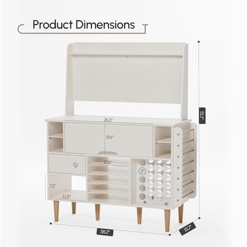 ๐๐ซ๐๐๐ข๐ญ Organization and Storage Cabinet for Cricut Machines, Craft Cart Table with Charging Station, Crafting Desk with Storage and Pegboard, Tools Accessories Organizer with Vinyl Holder