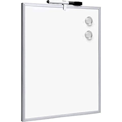 Raylu Paper® - Pizarra Blanca Magnética Pequeña con Marco de Aluminio para Casa y Oficina, incluye Rotulador Negro con Borrador, Imán y almohadillas para montaje en Pared Cover