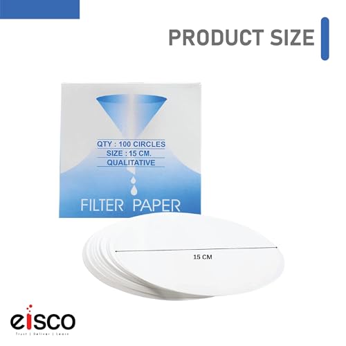 Image of EISCO Pack of 100 Premium Qualitative Filter Paper - 15cm, 8-10 Micron, High-Purity Lab Paper for Chemistry, Liquid Filtration, Science Experiments, Research, Classroom & STEM Activities