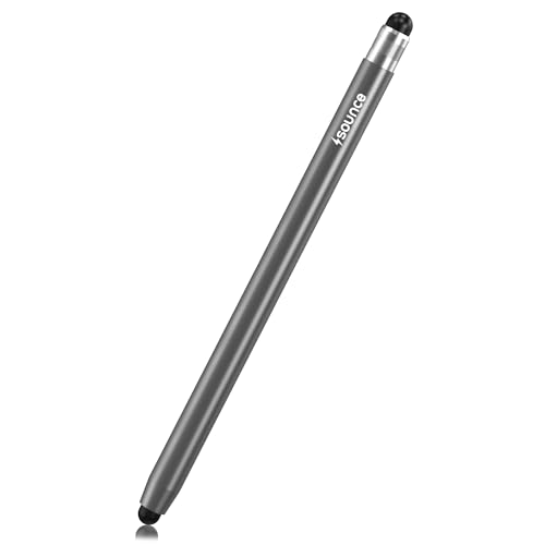 Image of Sounce 2-in-1 Stylus Pen for All Touch Screen Devices - Fine Point Tip, High Sensitivity Capacitive Pen | Compatible with iOS, Android, Windows Tablets, iPad & Smartphones - Aluminum, (Grey)