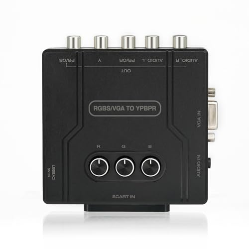 Convertidor de componentes RGBS/SCART/VGA a YPBPR – Soporta brillo de color ajustable (R/G/B), adaptador de videojuegos Plug & Play sin retraso, para PS2/PS1/N64/MD/Genesis/Dreamcast/Saturn