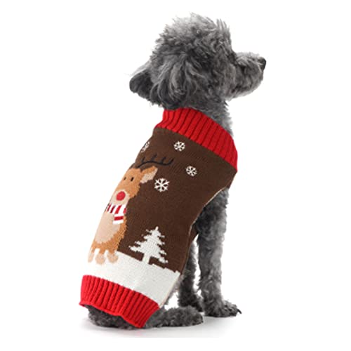 ABRRLO Weihnachten Hund Pullover Dog Sweater Hundepullover Haustier Hundepulli Warm Welpe Kleine Mittel Hunde (XL, Hirsch)