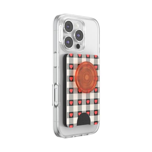 Image of PopSockets Phone Wallet for MagSafe, Phone Card Holder with Grip, Checkered - Heartbreaker Gingham