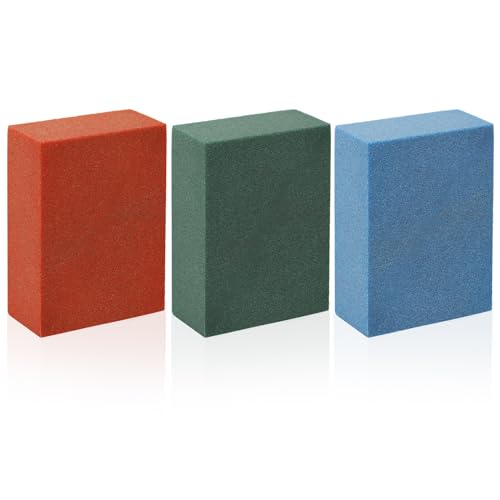 PEUTIER 3pcs 5x4x2cm Gummy Rubber Abrasive Stone, Snowboard Gummy Stone Edge Grinding Rubber Block Stone Snowboard Ski Stone to Remove Burrs (Blue 60, Green 120, Red 240)