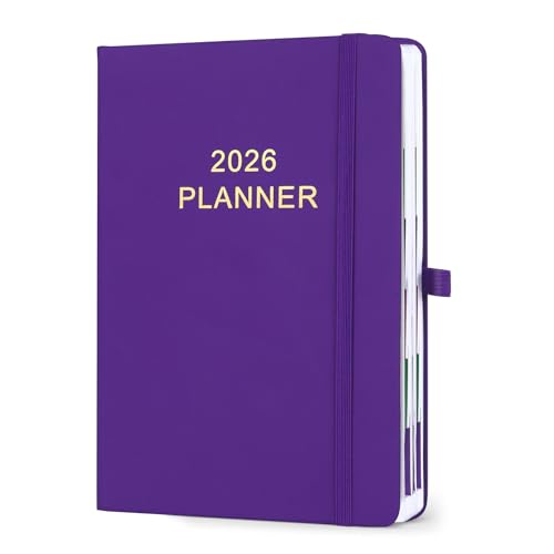 SEEALLDE Agenda académica 2026 tamaño A5, vista semanal, color morado, organizador diario, página 2026