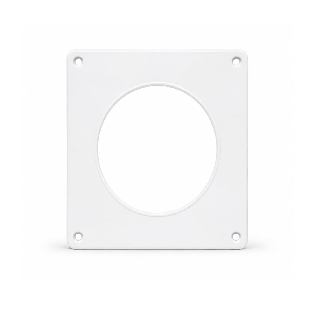 Fantronix 150mm Plastic Circular Wall Plate – Round Ventilation Wall Connector for 6" Extractor Fans & Ducting Systems, White