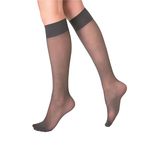 AWS/American Made 3 Pairs Sheer Knee High Socks for Women 15 Denier Stay Up Band4