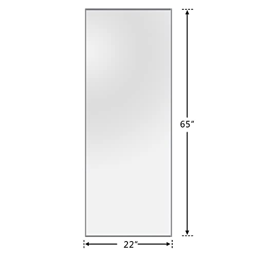 Image of NeuType Full Length Bedroom Wall-Mounted Floor Mirror with Standing Holder (Sapphire)