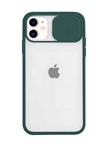 Tybiky Funda protectora para cámara iPhone 11, elegante carcasa con protector de lente de cámara, cubierta translúcida, mate, rígida, carcasa de silicona para iPhone 11, color verde Cover