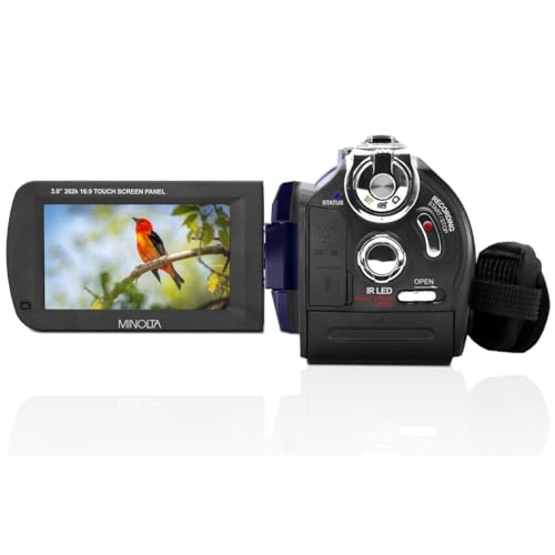 Image of Minolta Showtime MN4K40NV 4K Camcorder, Night Vision, 30MP, 16X Zoom -Blue