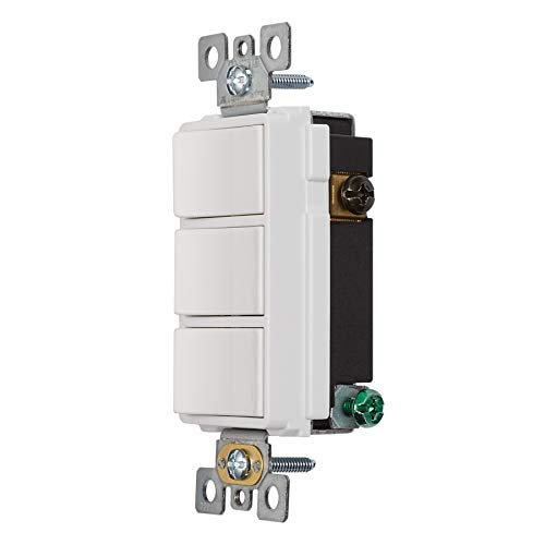 Image of Broan-NuTone P3RW Three-Rocker Switch for Bathroom Exhaust Fan, White Wall Control Knob