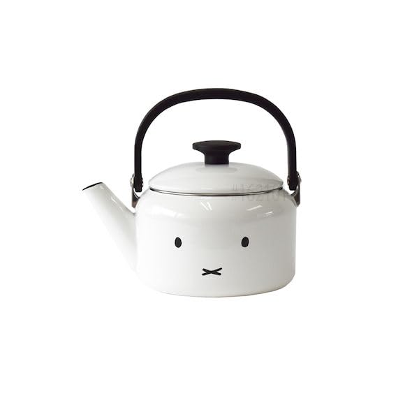 FUJIHORO Fuji Enamel Miffy Face Induction Compatible Kettle, 0.6 gal (2.0 L)