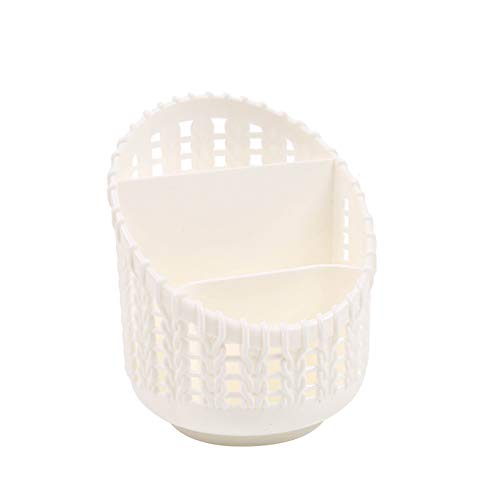 Brussels08 Hollow Out Rattan Style Pen Pencil Box Holder Office Desk Organizer Desktop Stationery Gadgets Storage Box Makeup Brushes Container for Home Dorm Office White
