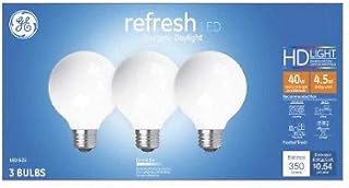 Ge Lighting 43281 4.5 Watt E26 G25 Frosted Daylight Led Dimmable Refresh Hd Light Bulbs 3 Count